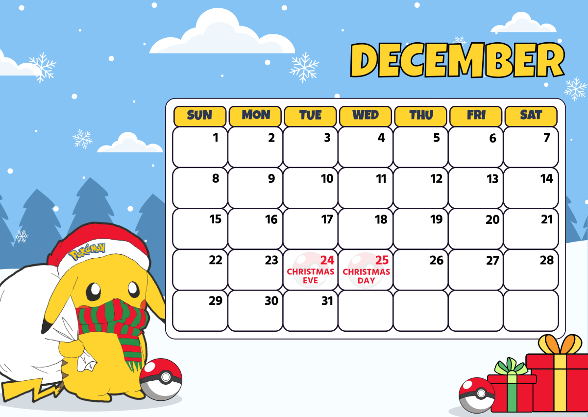 Free Pokemon Christmas Calendar Template To Edit Online