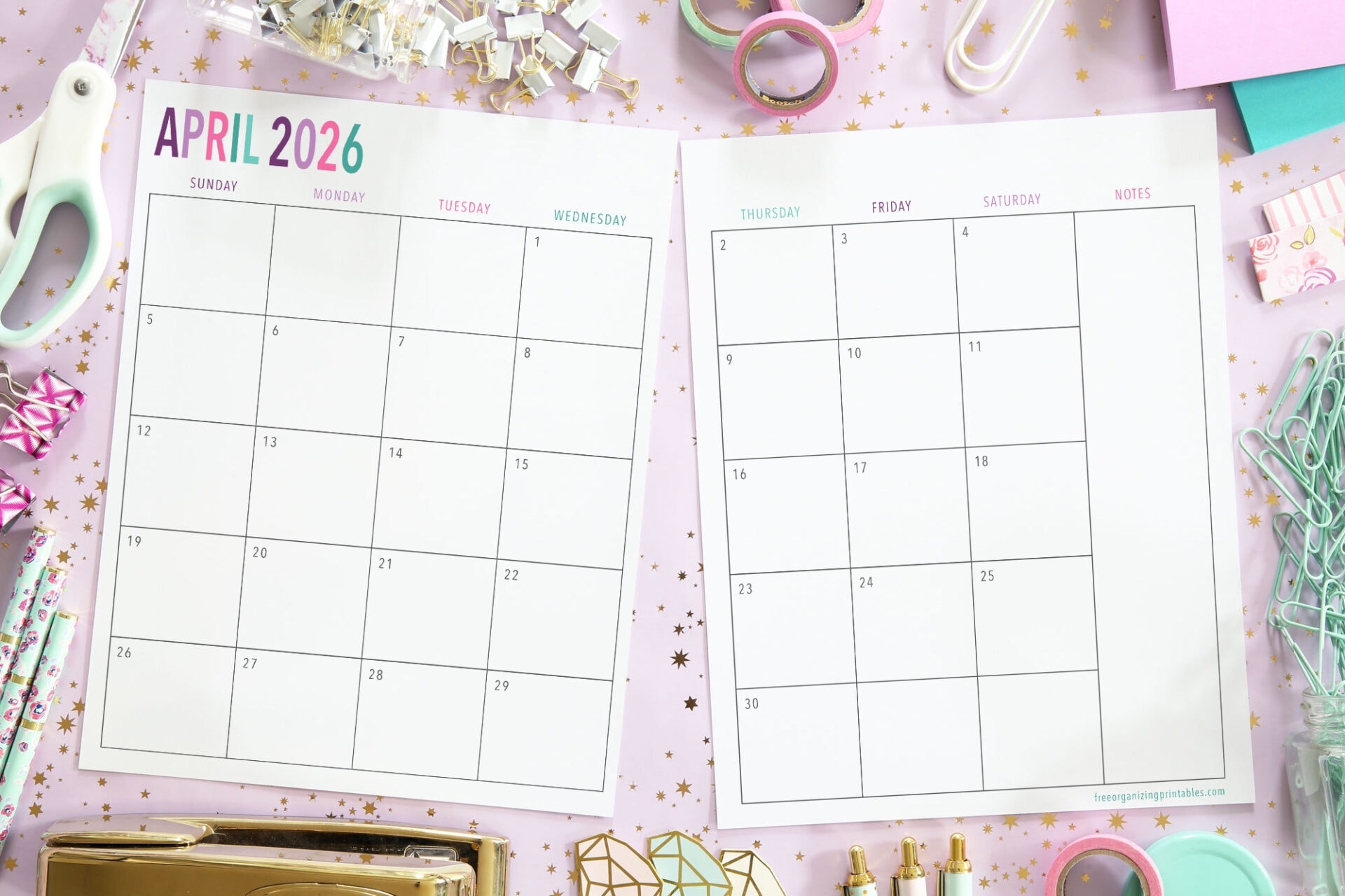 Free Printable Desk Calendar