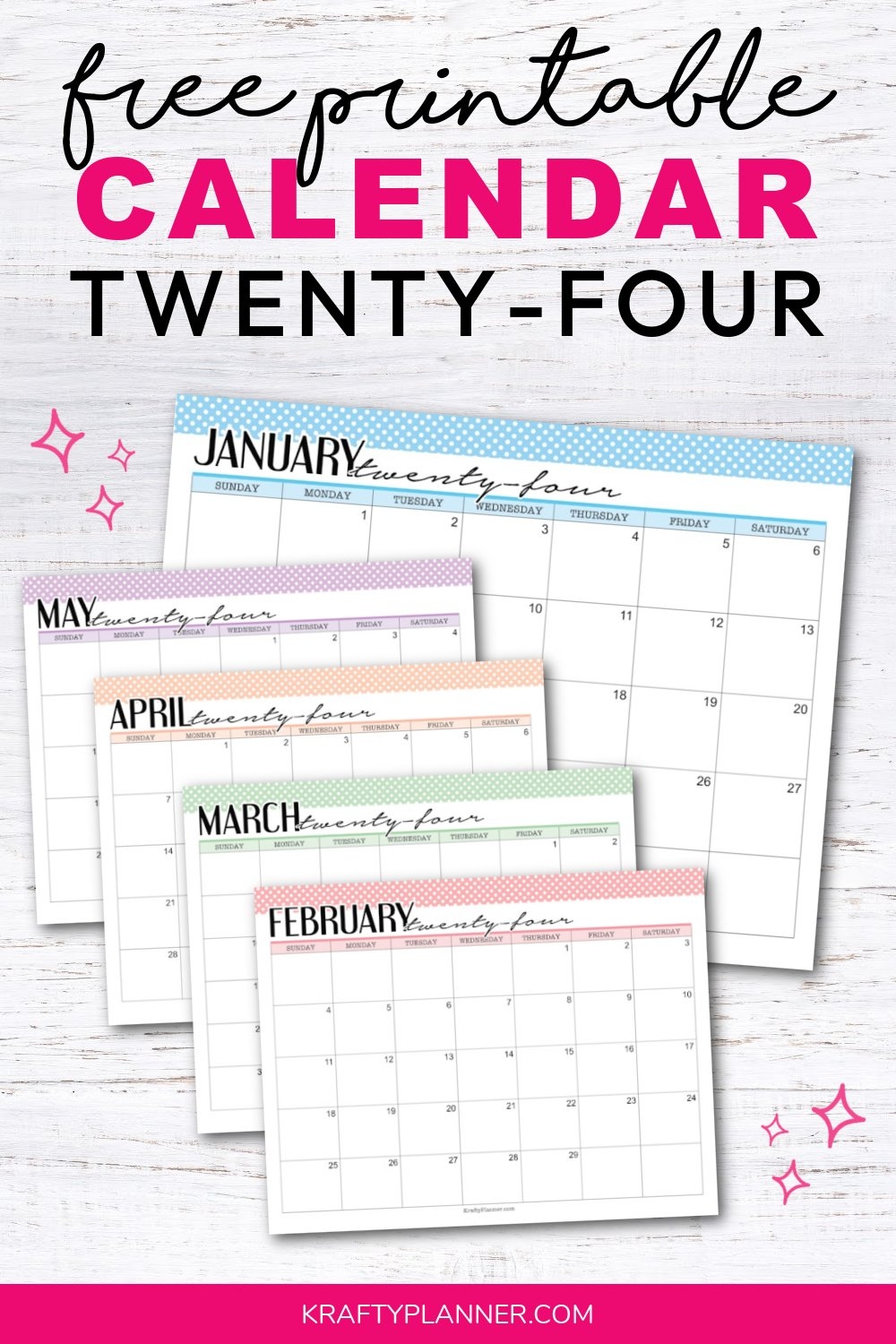 Free Printable 2024 Calendars Color Krafty Planner