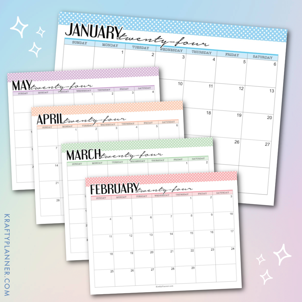 Free Printable 2024 Calendars Color Krafty Planner