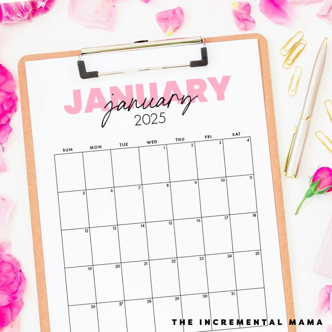 Pink Printable Calendar