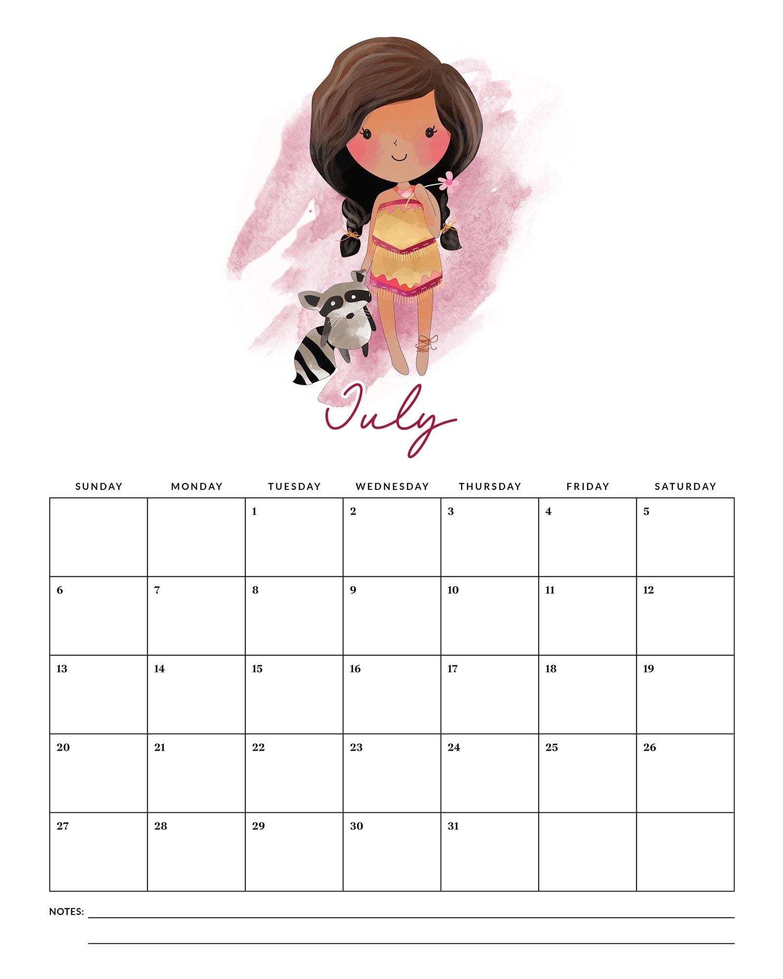 Free Printable 2025 Princess Calendar The Cottage Market