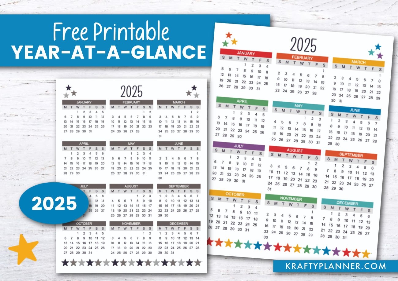 Printable Yearly Calendar Free