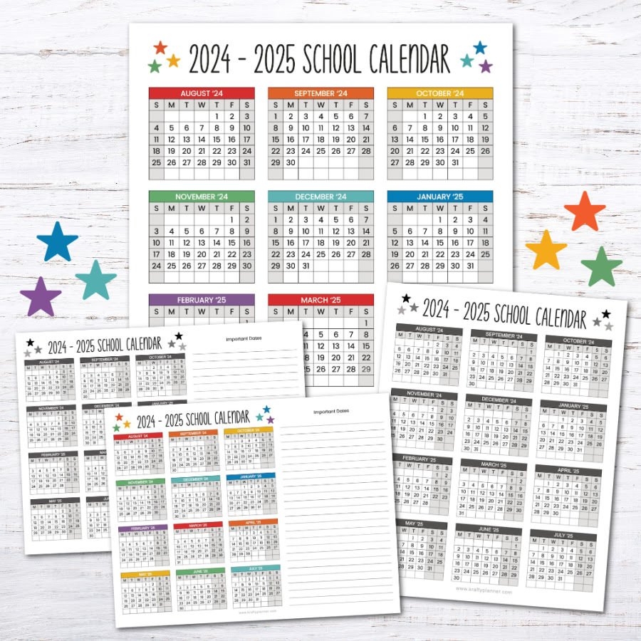Free Printable 24 25 School Year Calendar Krafty Planner