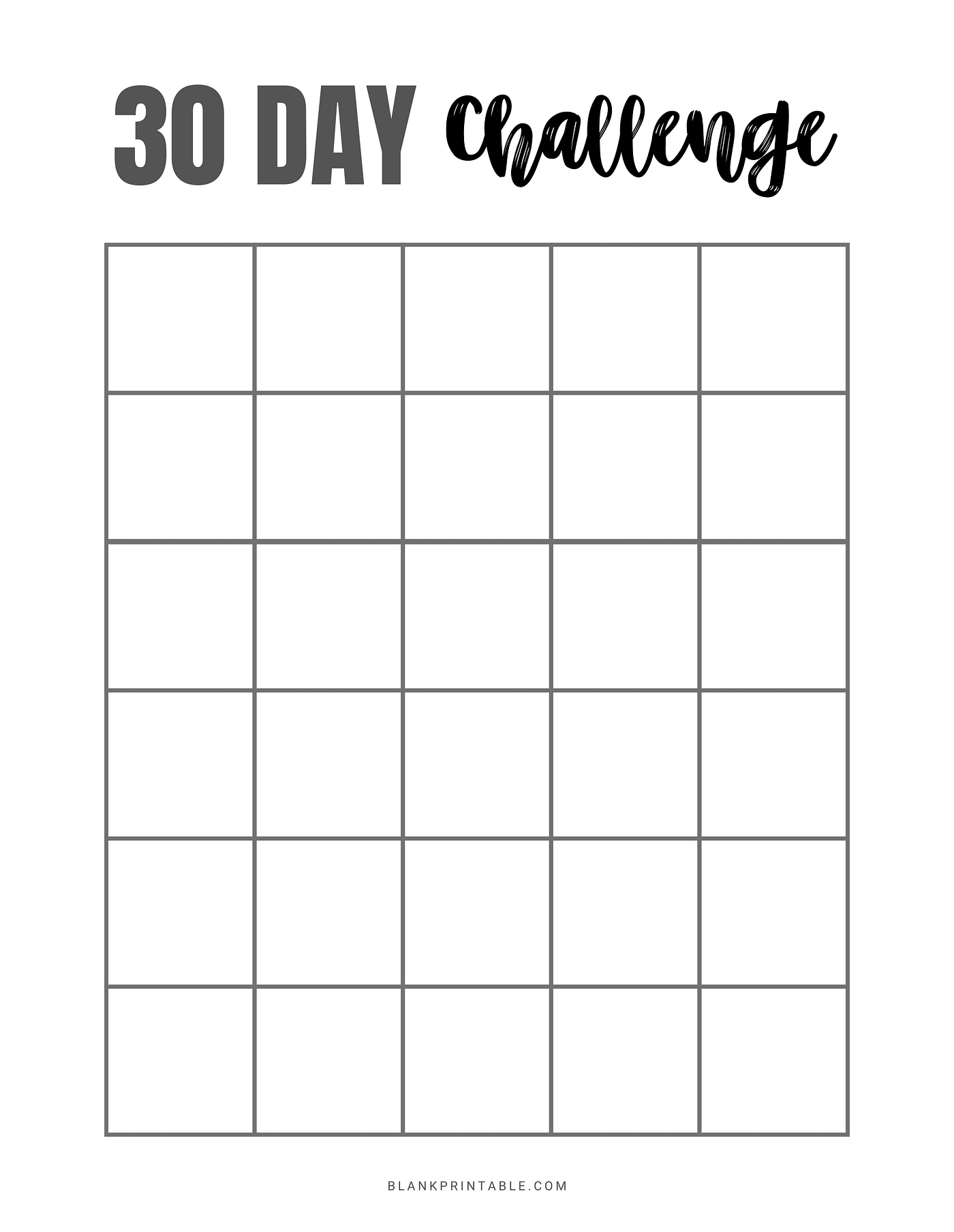 Free Printable 30 Day Challenge Calendar Template Medium Free Printable 30 Day Challenge Calendar Template Medium