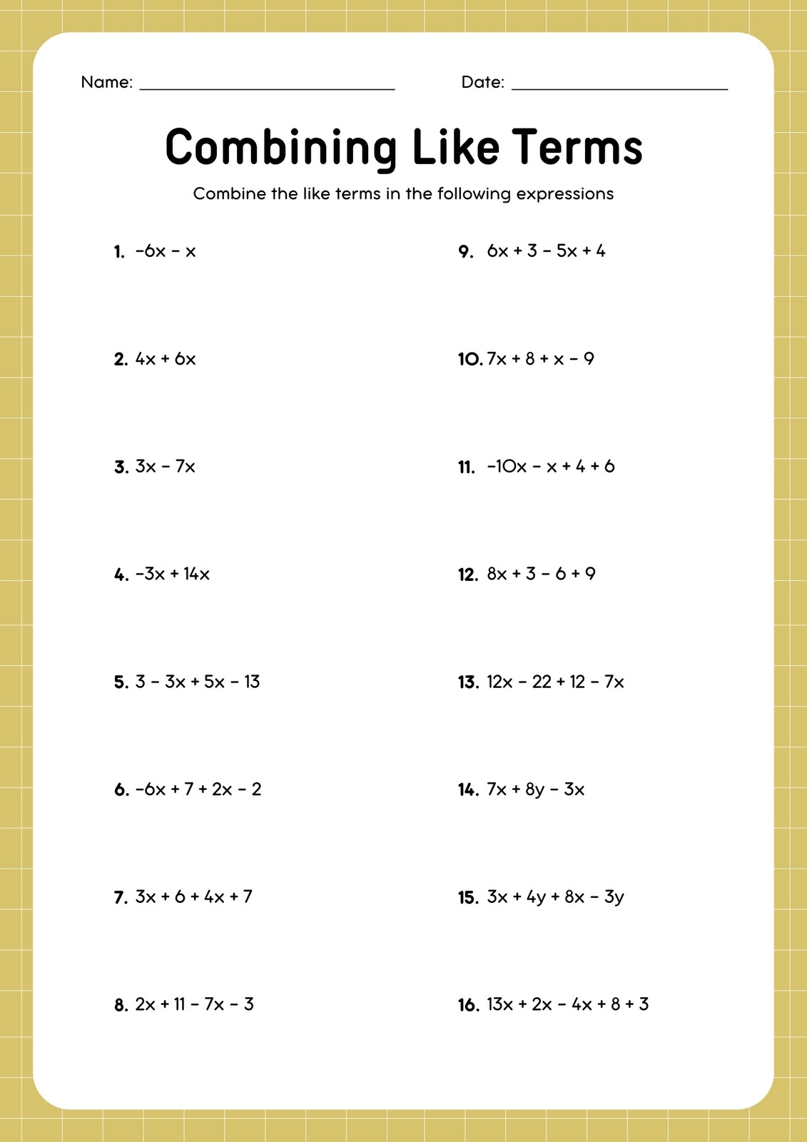 Free Printable 8th Grade Math Worksheet Templates Canva