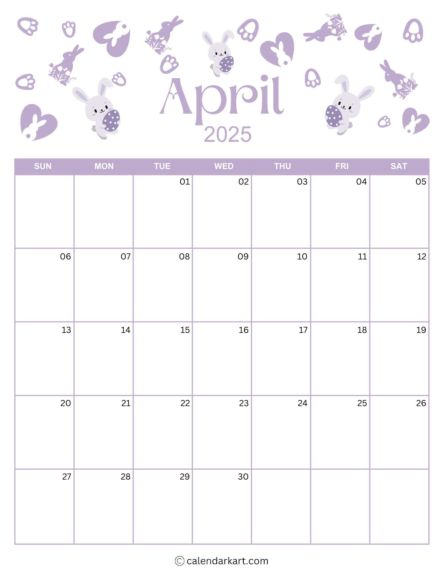 Free Printable April 2025 Calendars 30 Free Printable PDF