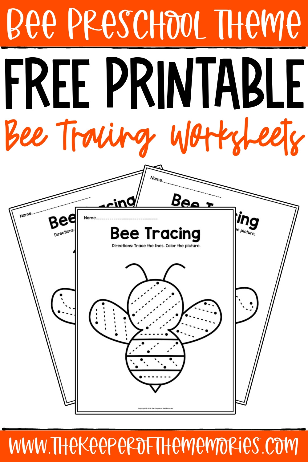 Free Printable Bee Tracing Worksheets The Keeper Of The Memories