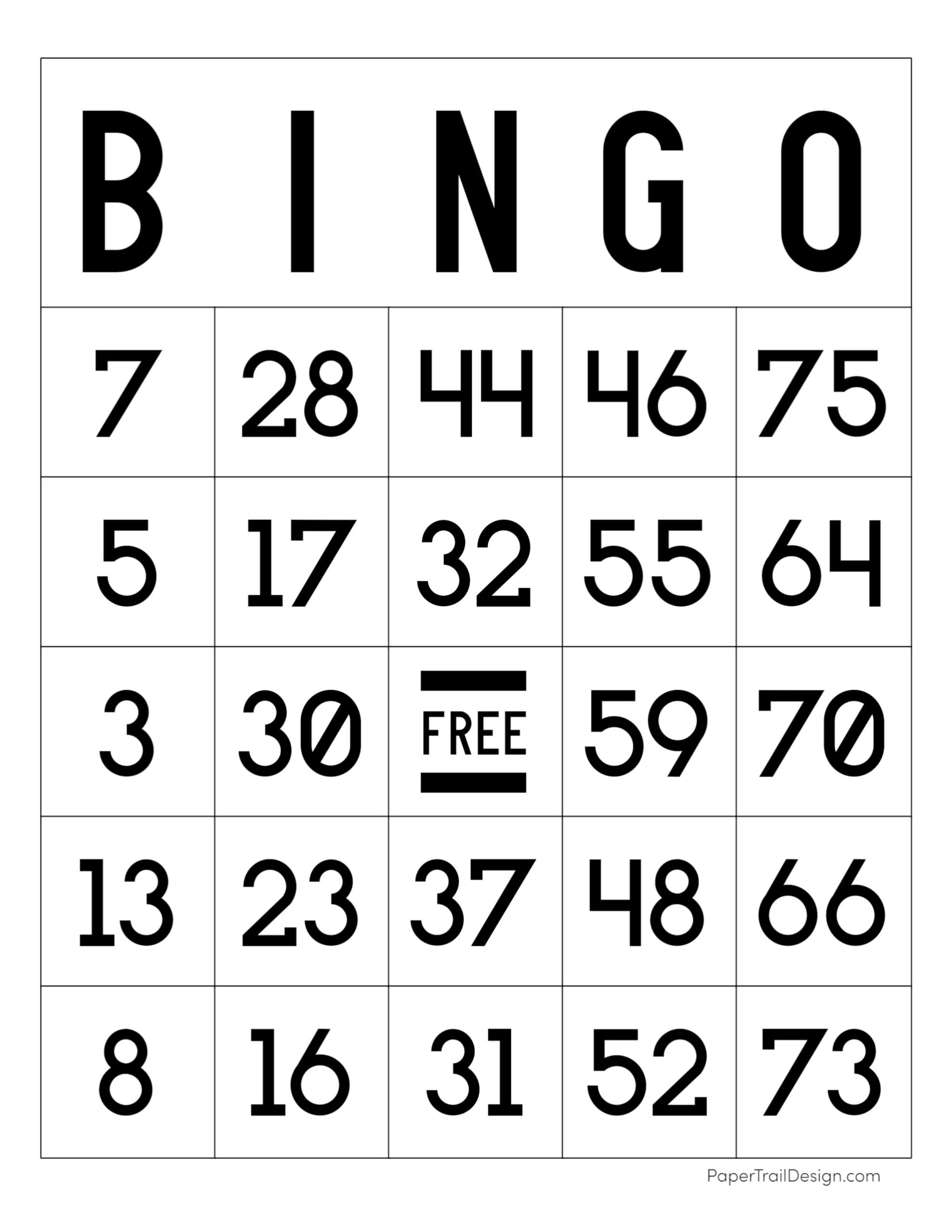 Free Printable Bingo Cards Paper Trail Design