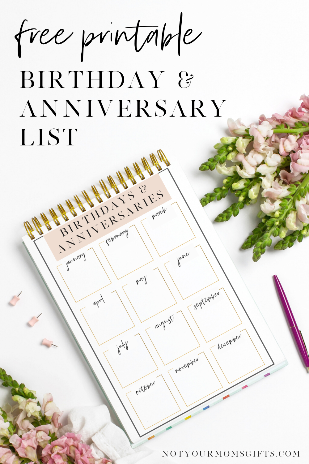Printable Anniversary Calendar