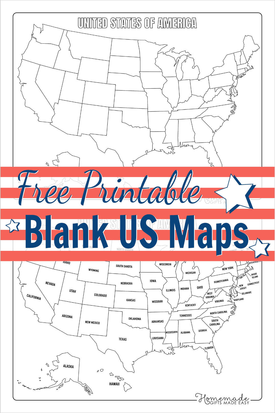Free Printable Blank US Map PDF Download