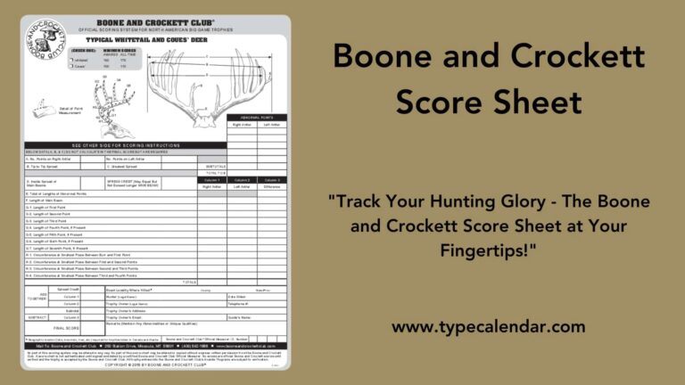 Free Printable Boone And Crockett Score Sheet PDF Mule Deer