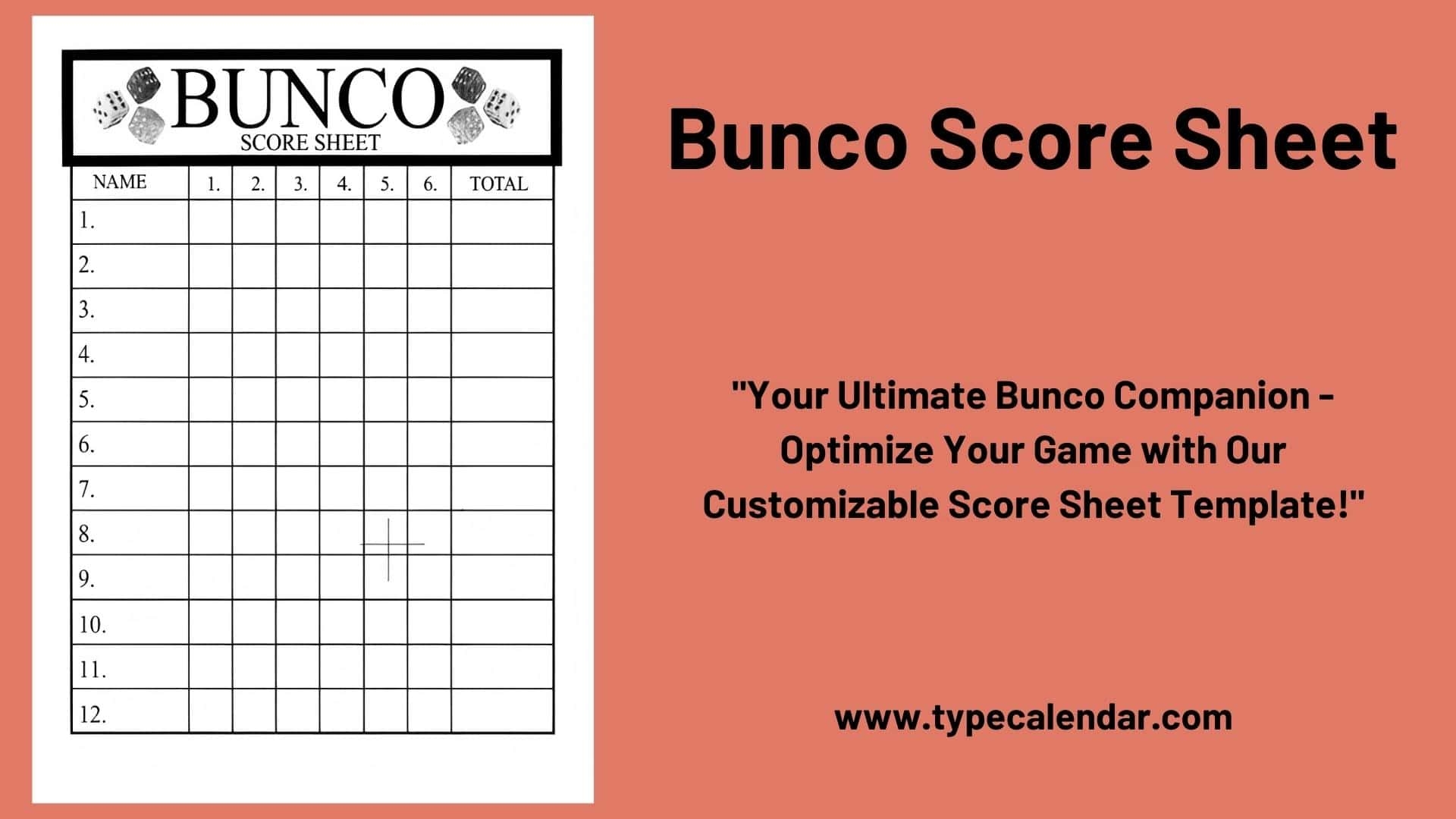 Bunco Score Sheets Printable