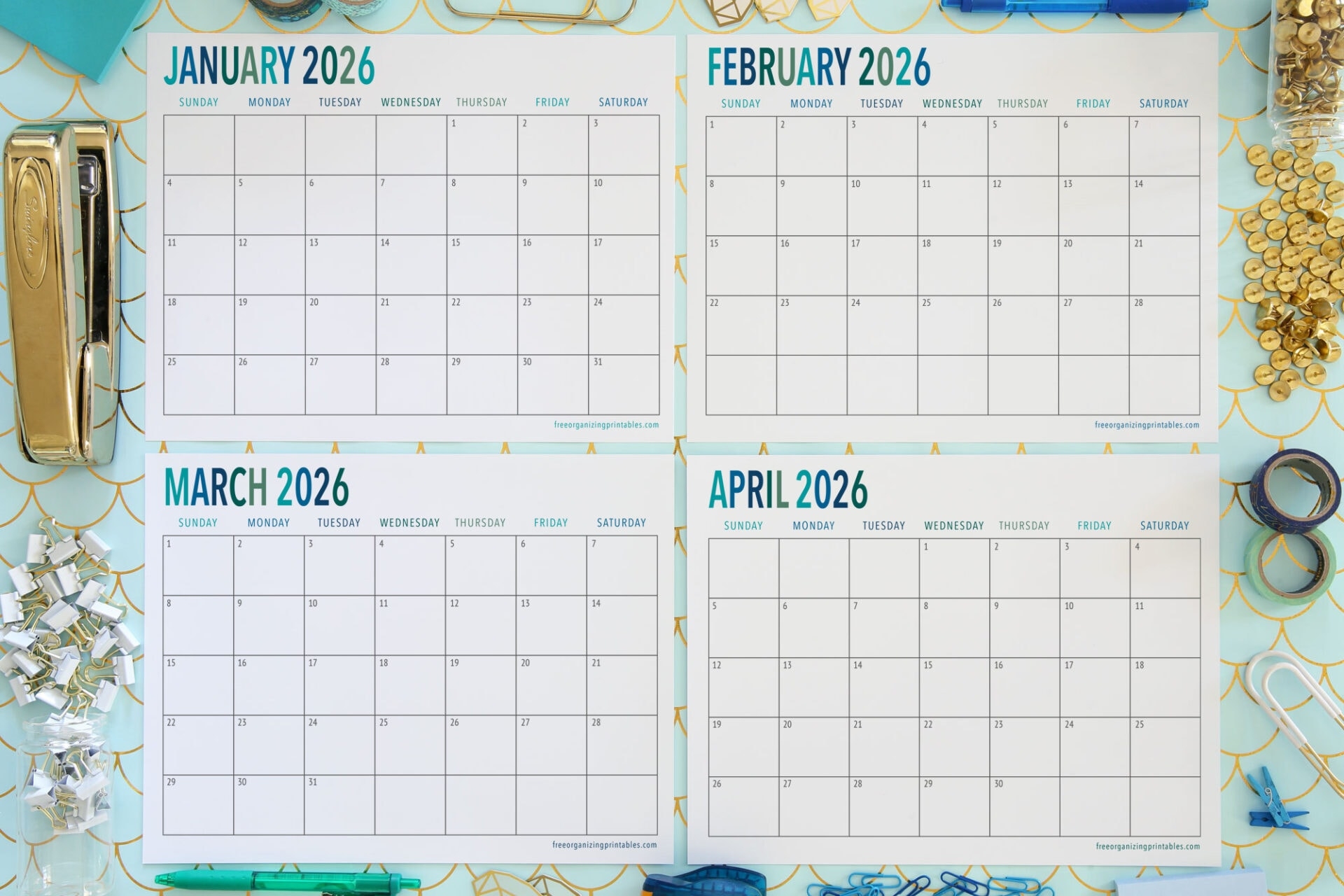2026 Monthly Calendar Printable Pdf Free