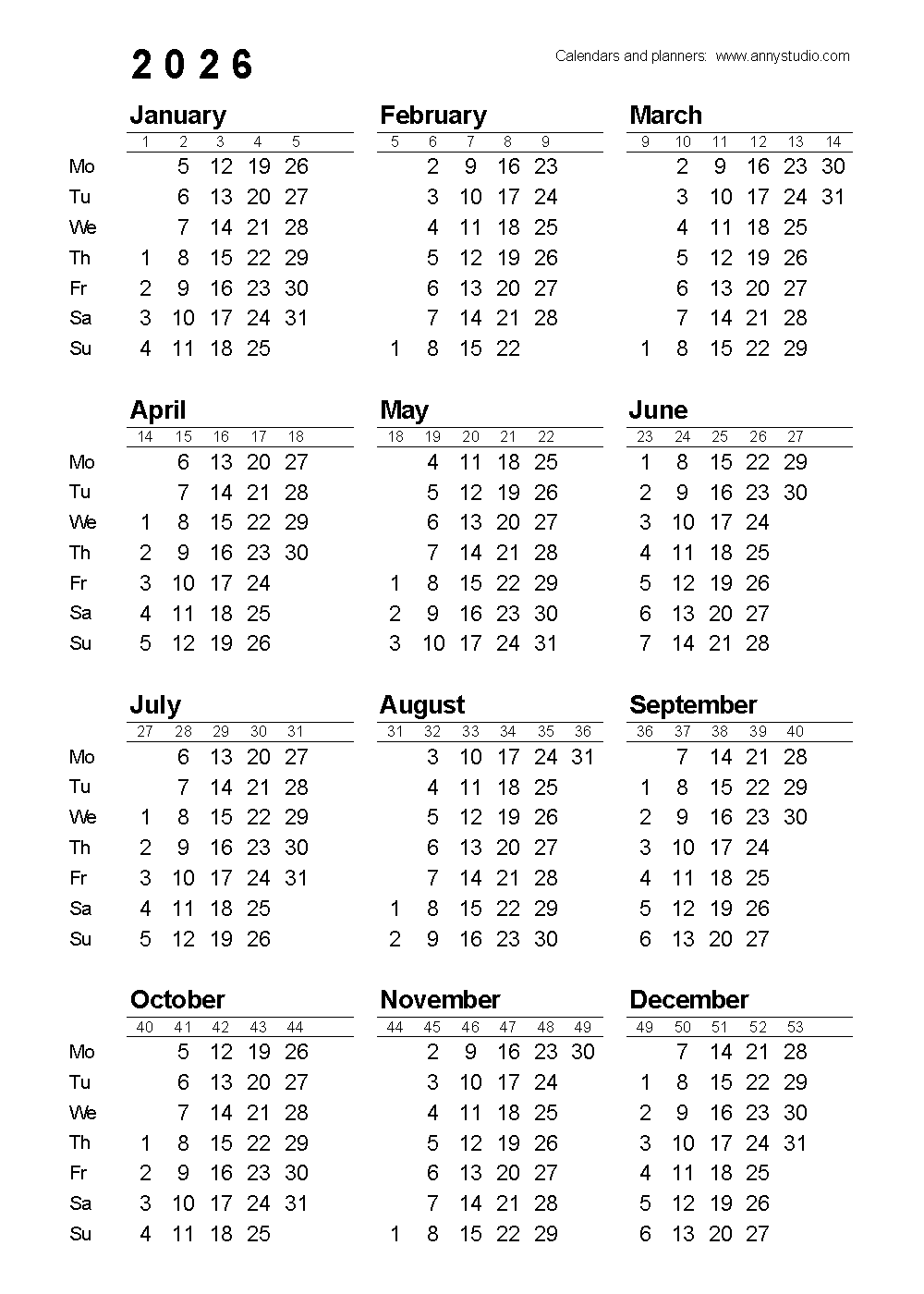 Free Printable Calendars And Planners 2026 And 2027
