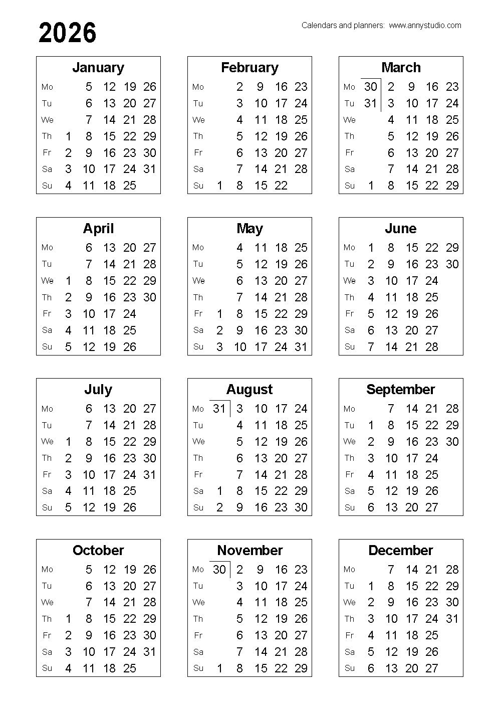 Free Printable Calendars And Planners 2026 And 2027 Free Printable Calendars And Planners 2026 And 2027