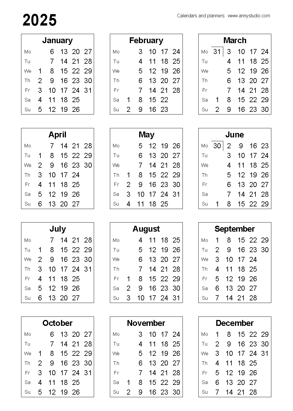 Free Printable Calendars And Planners For 2025 And Past Years