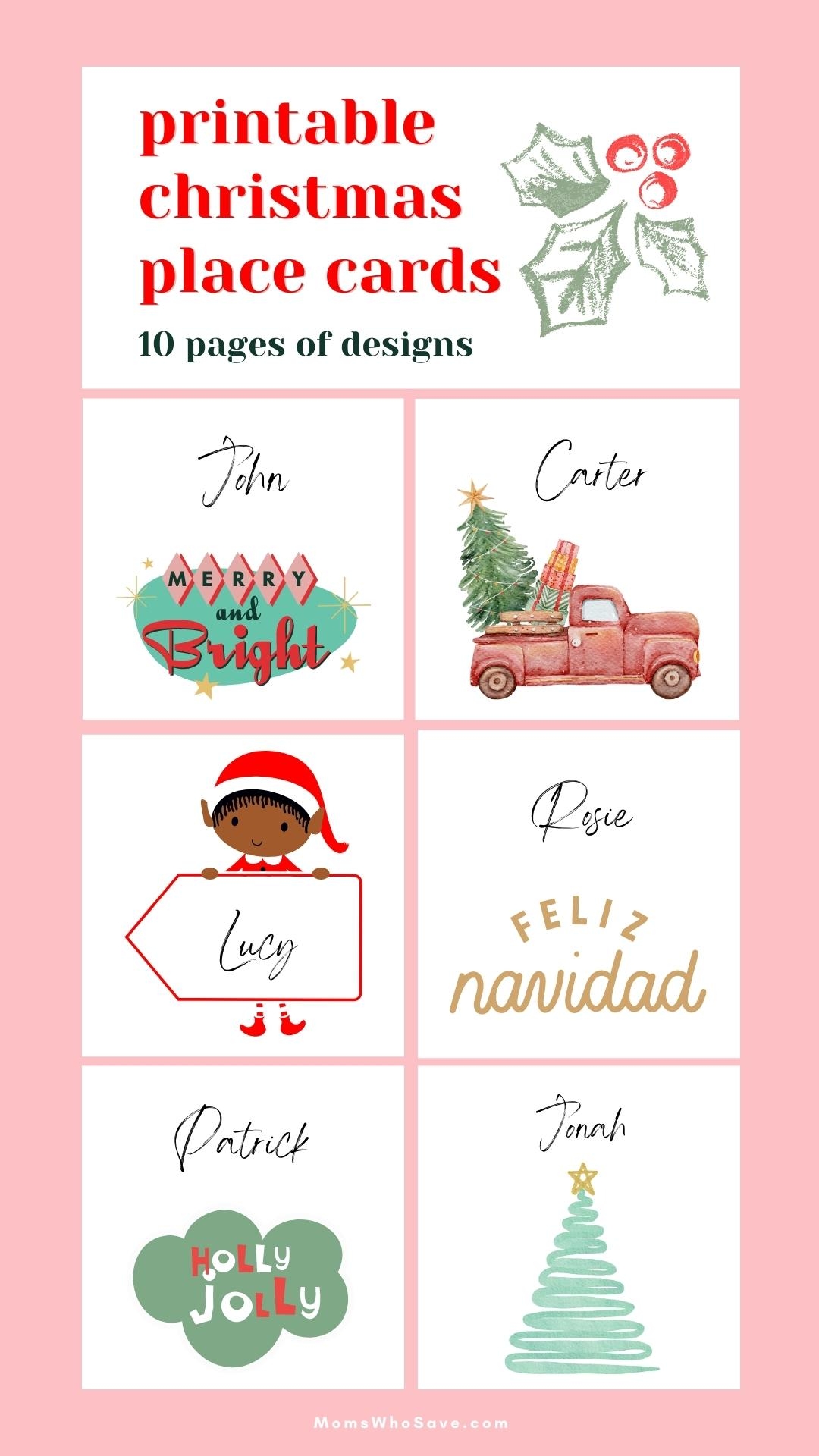 Free Printable Christmas Place Cards 10 Pages Of Designs 