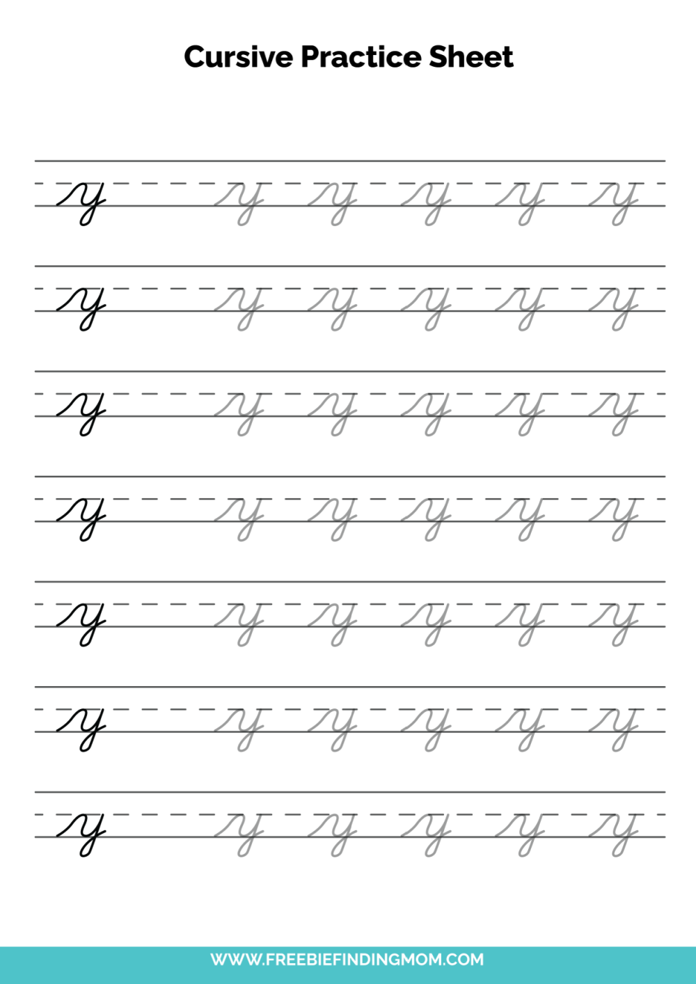 Free Printable Cursive Alphabet Practice Sheets Lowercase Y
