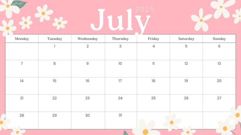 Free Printable Custom July 2025 Calendar Templates Canva