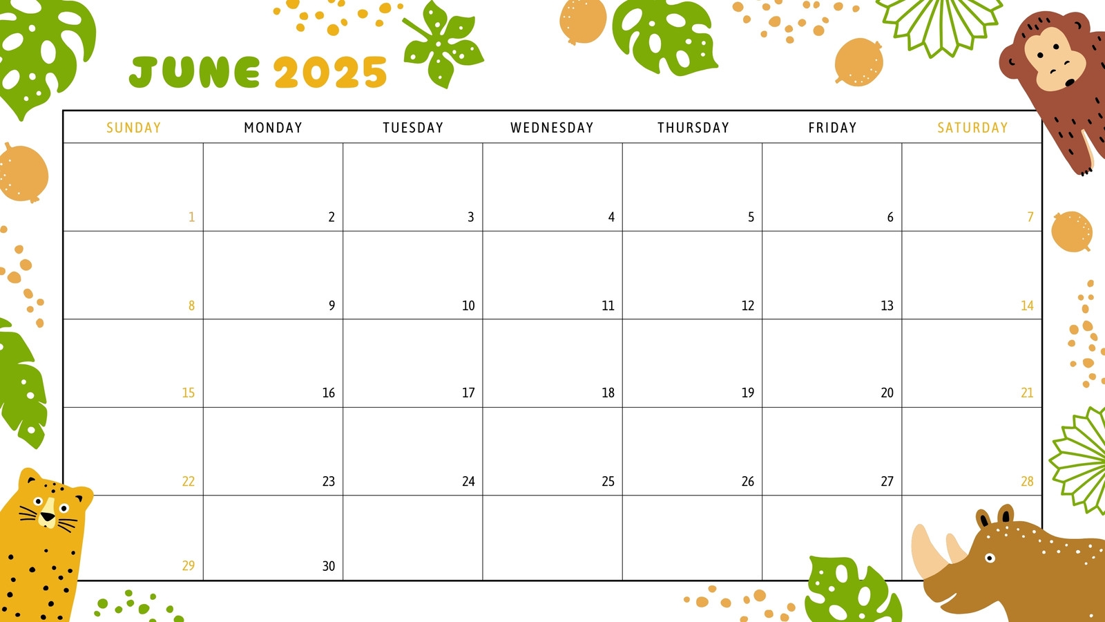 Free Printable Custom June 2025 Calendar Templates Canva