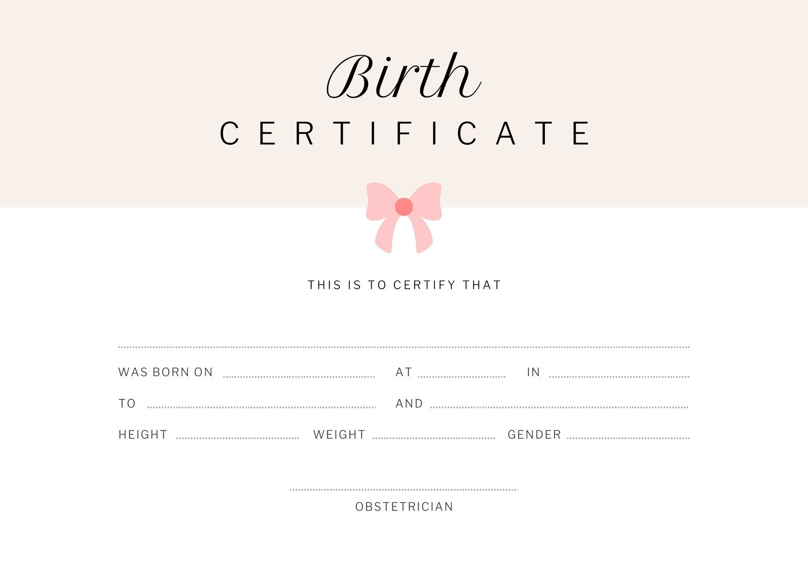 Free Printable New Baby Certificate Templates