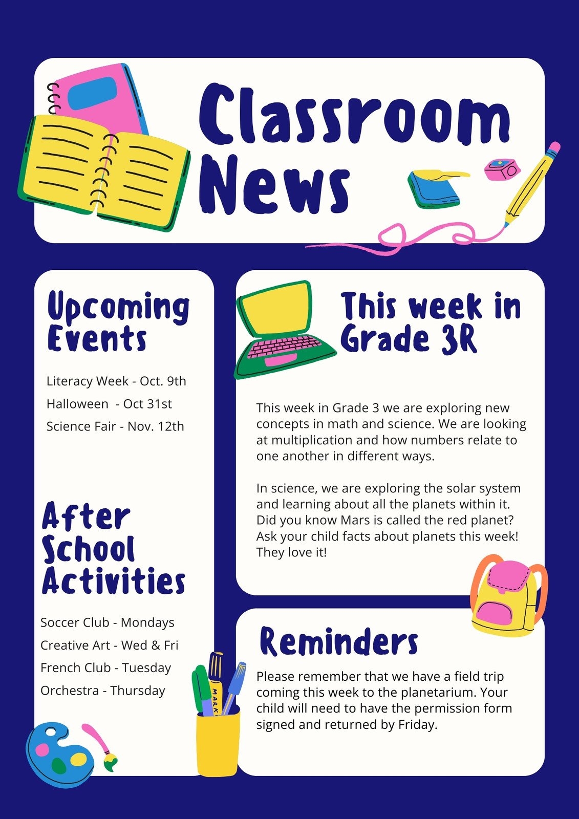 Free Printable Customizable School Newsletter Templates Canva Free Printable Customizable School Newsletter Templates Canva