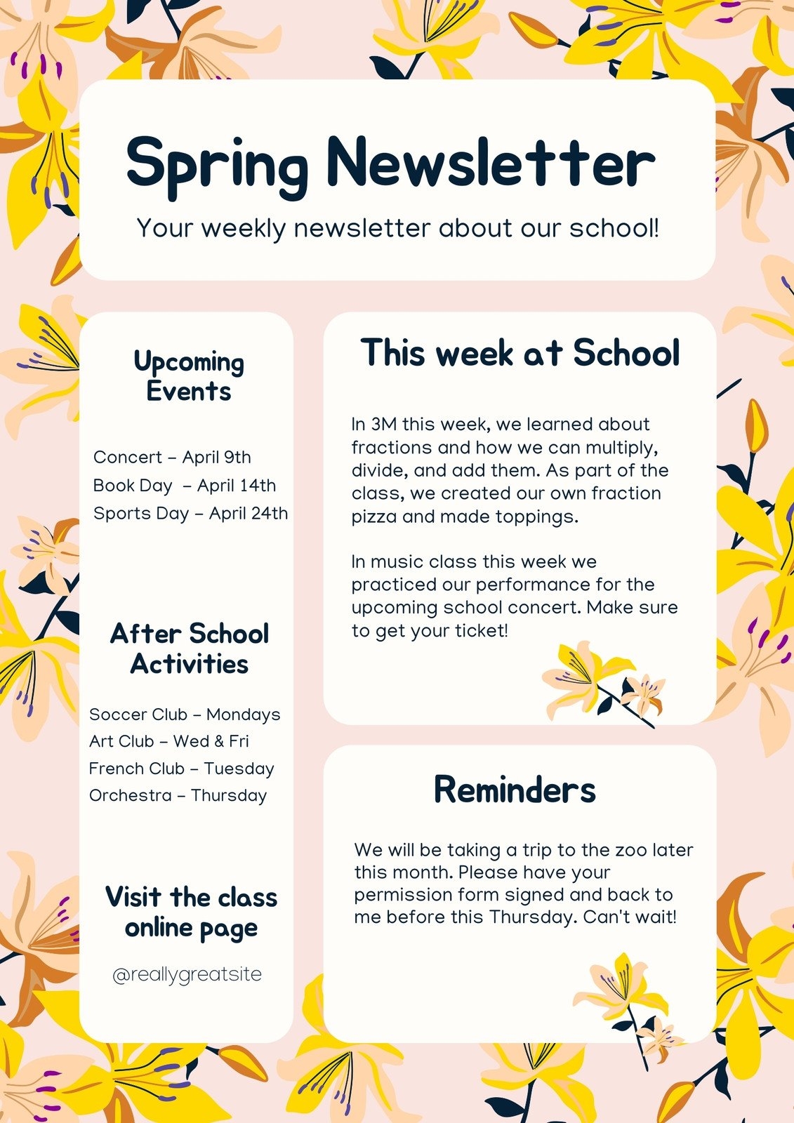 Free Printable Customizable School Newsletter Templates Canva