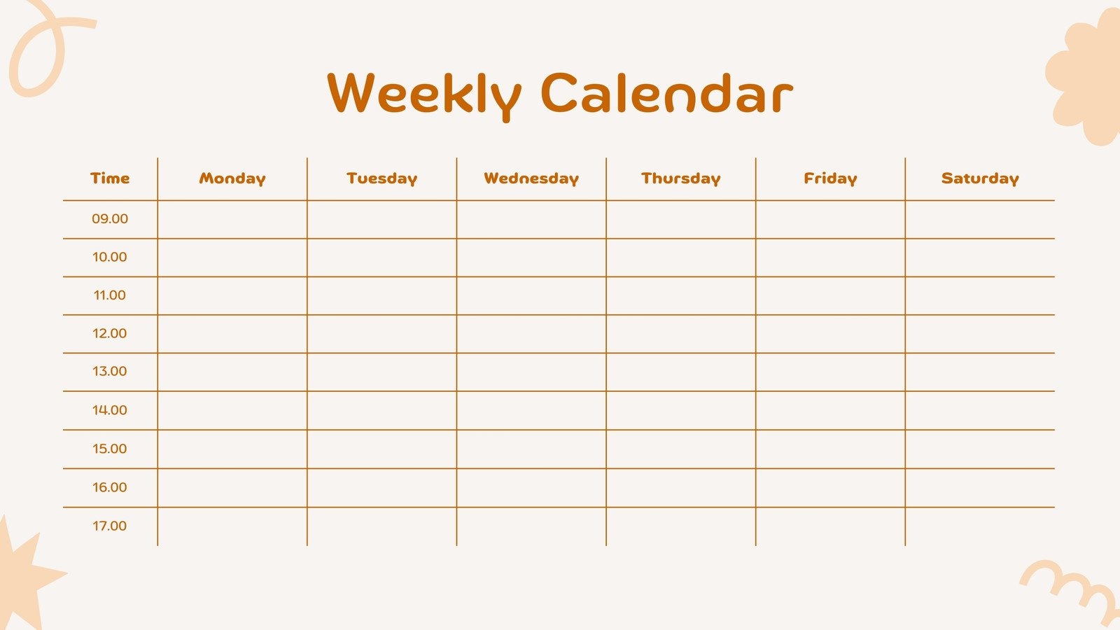 Weekly Calendar Printable With Times