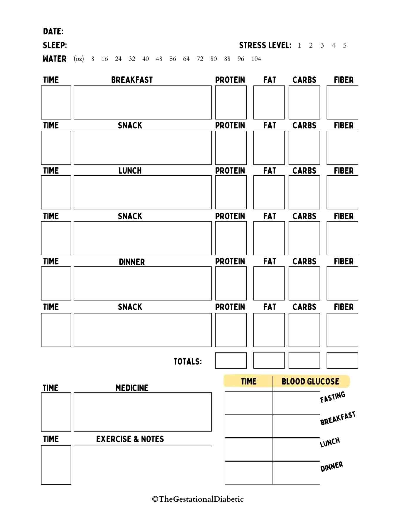 Printable Diabetic Log Sheets Printable Diabetic Log Sheets
