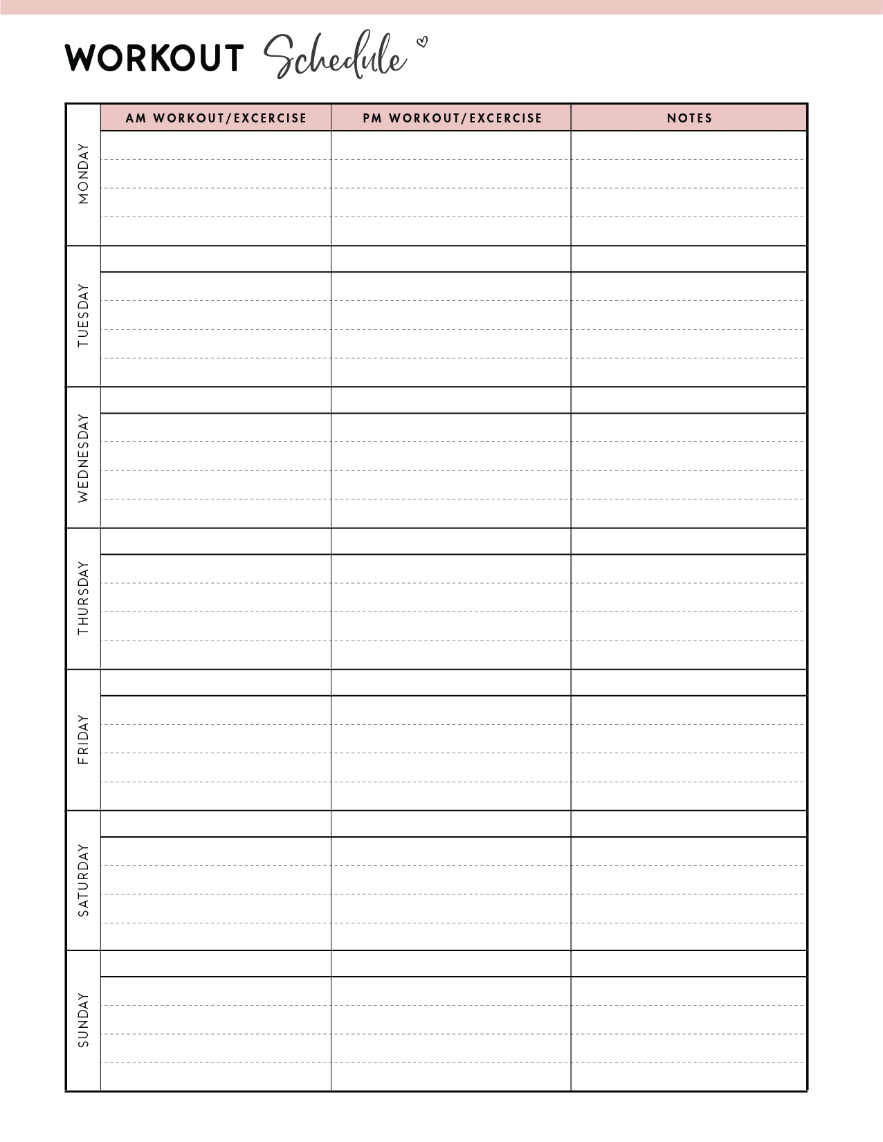 Free Printable Exercise Schedule Template World Of Printables Worksheets Library Free Printable Exercise Schedule Template World Of Printables Worksheets Library