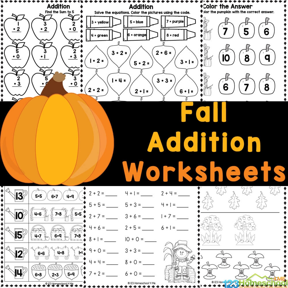 FREE Printable Fall Addition Worksheets For Kindergarten FREE Printable Fall Addition Worksheets For Kindergarten
