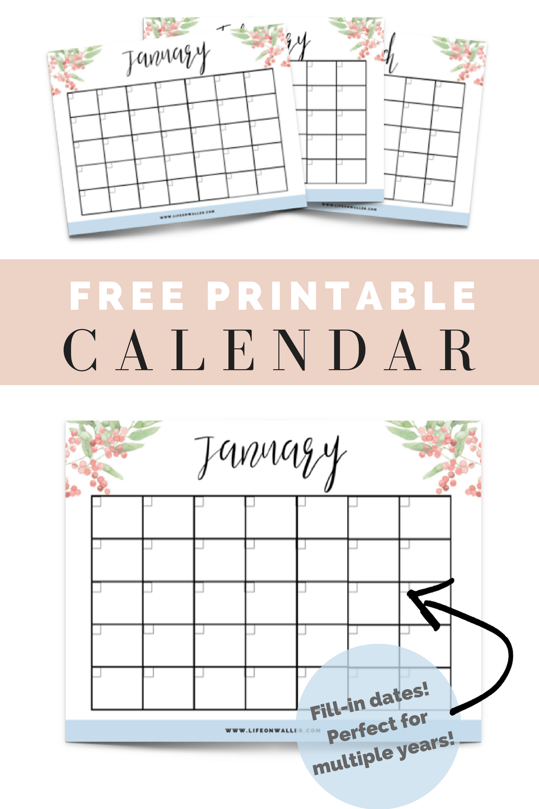 Free Printable Fill in Floral Calendar
