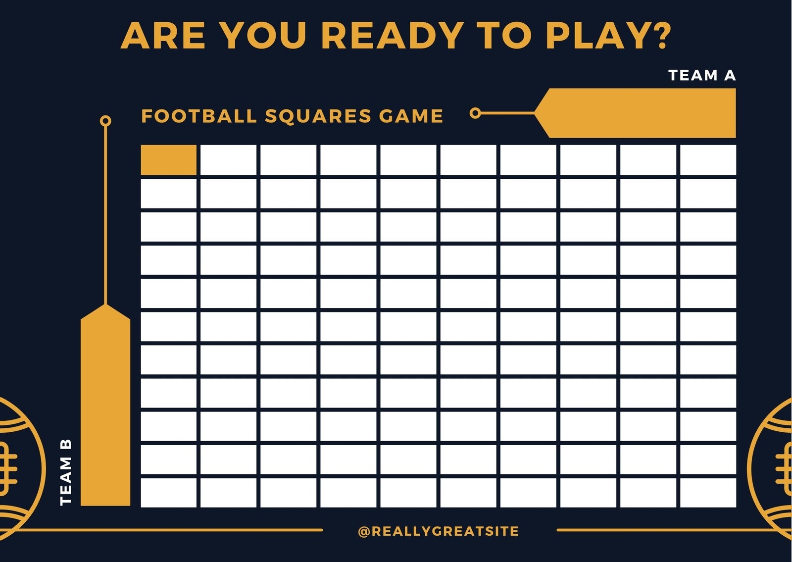 Free Printable Football Squares Game Card Templates Canva