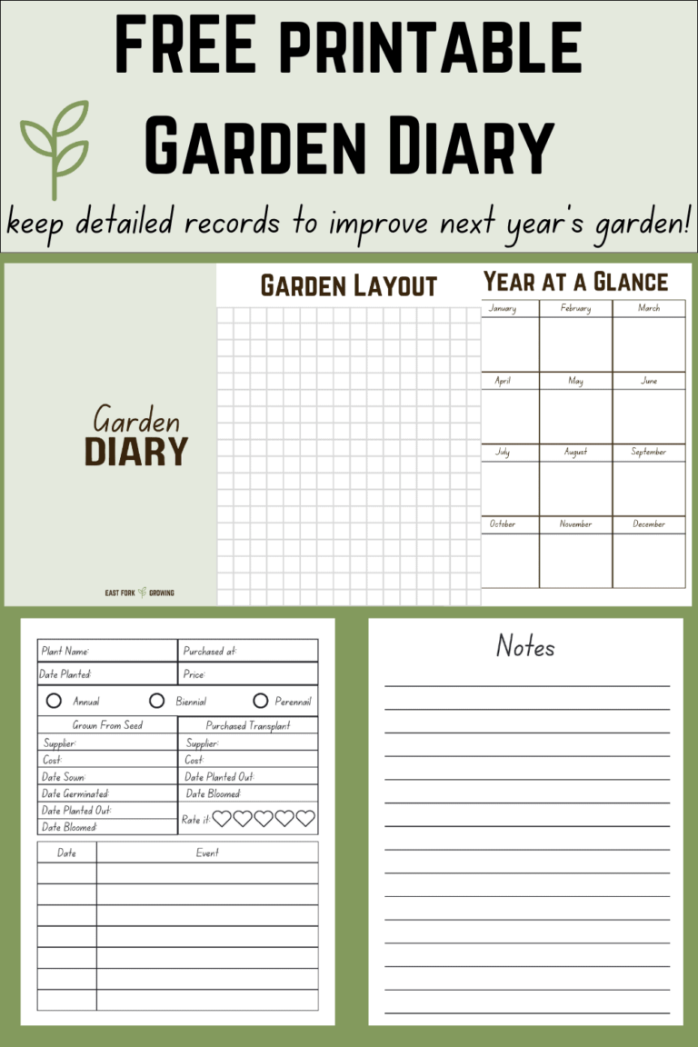 FREE Printable Garden Diary Keep Gardening Records East Fork 