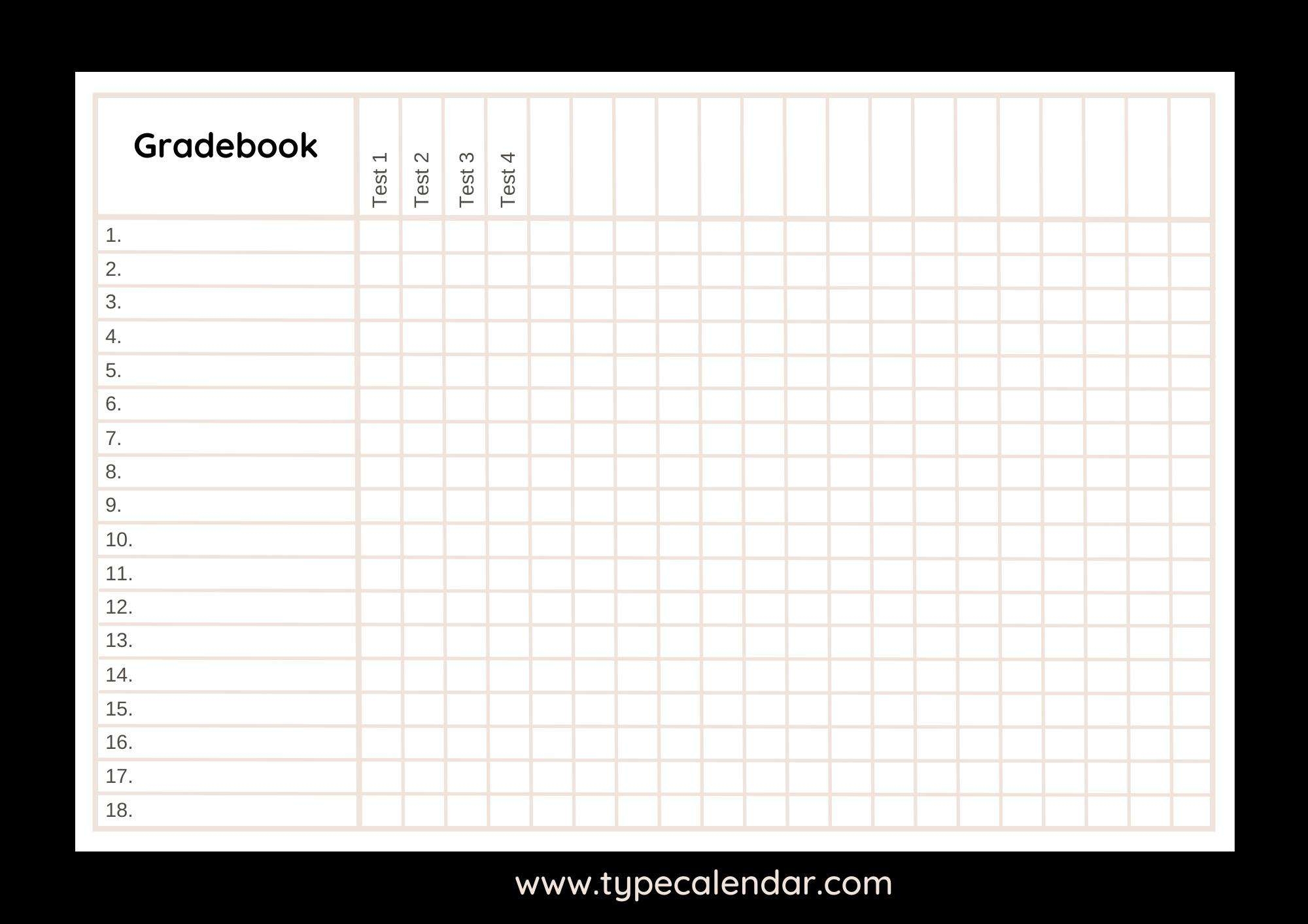 Free Printable Gradebook Templates PDF Excel Word Google Sheets 