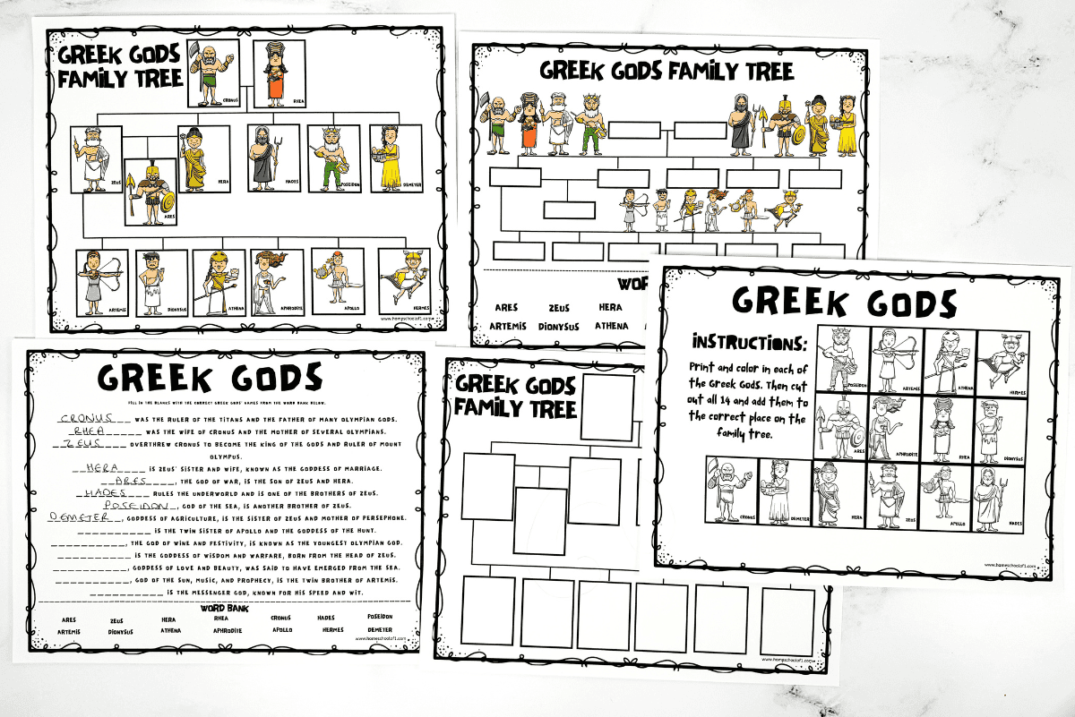 Free Printable Greek Gods Family Tree Worksheet Free Printable Greek Gods Family Tree Worksheet