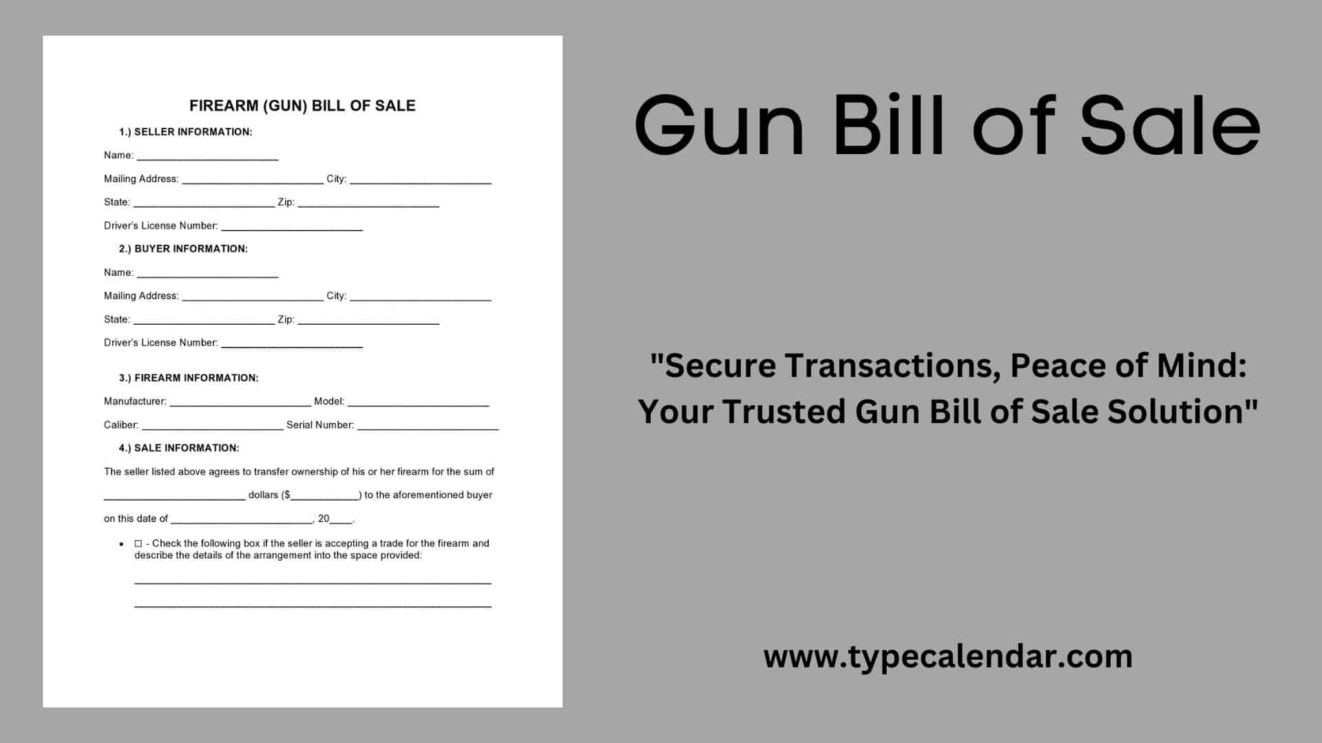 Free Printable Gun Bill Of Sale Templates PDF Word 