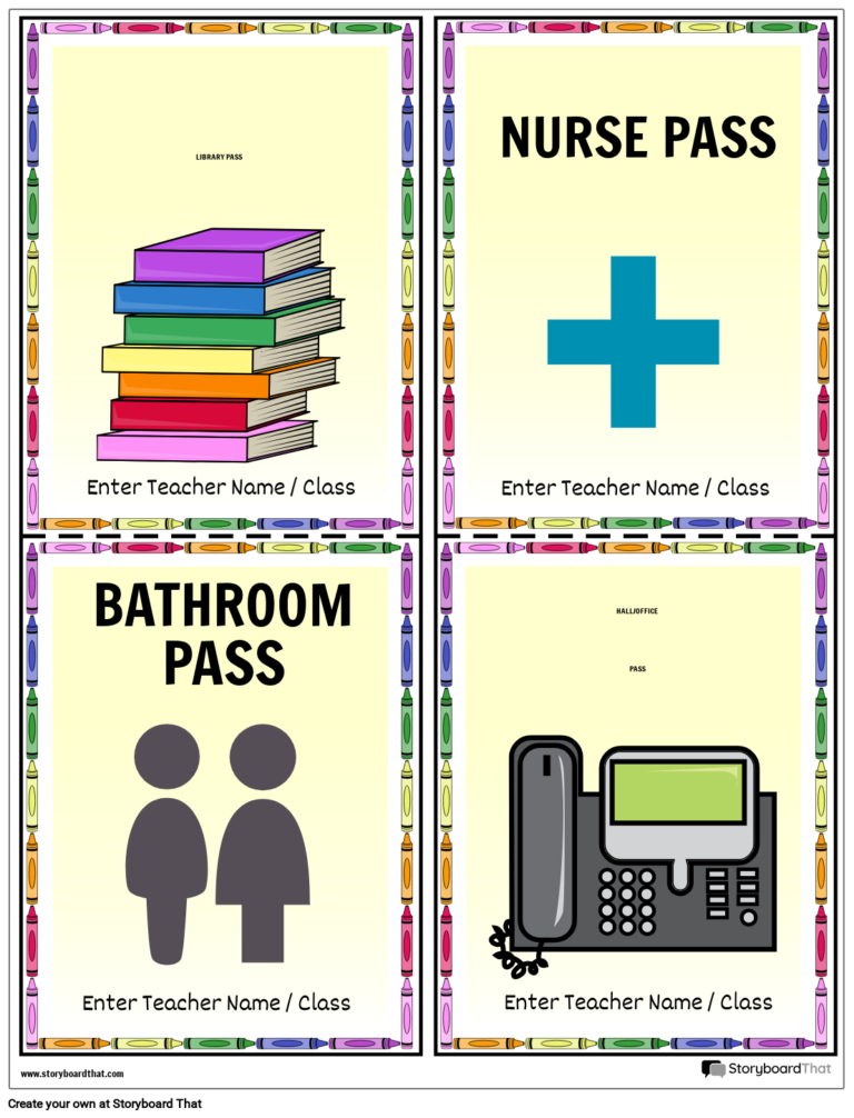 Free Printable Hall Passes StoryboardThat
