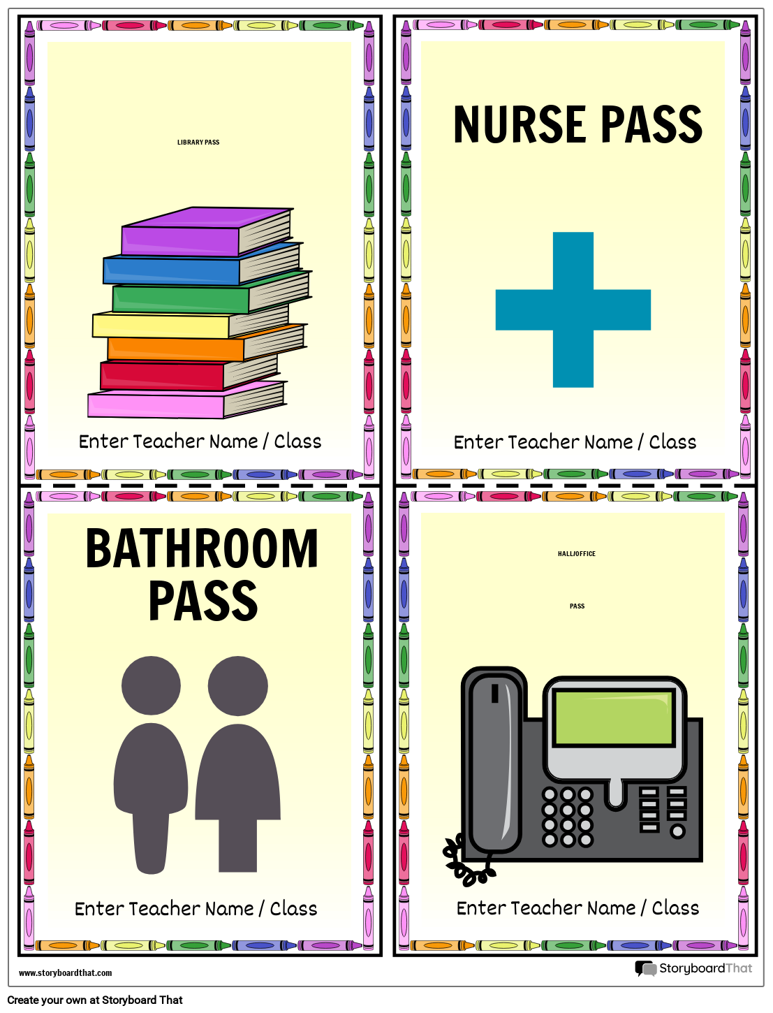 Free Printable Hall Passes StoryboardThat