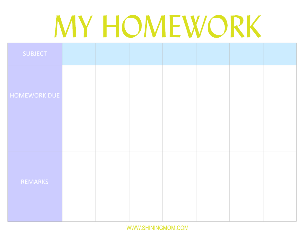 Free Printable Homework Planner