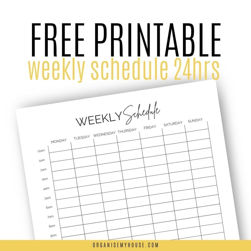 Free Printable Hourly Calendar For The Week 24hr A Day 