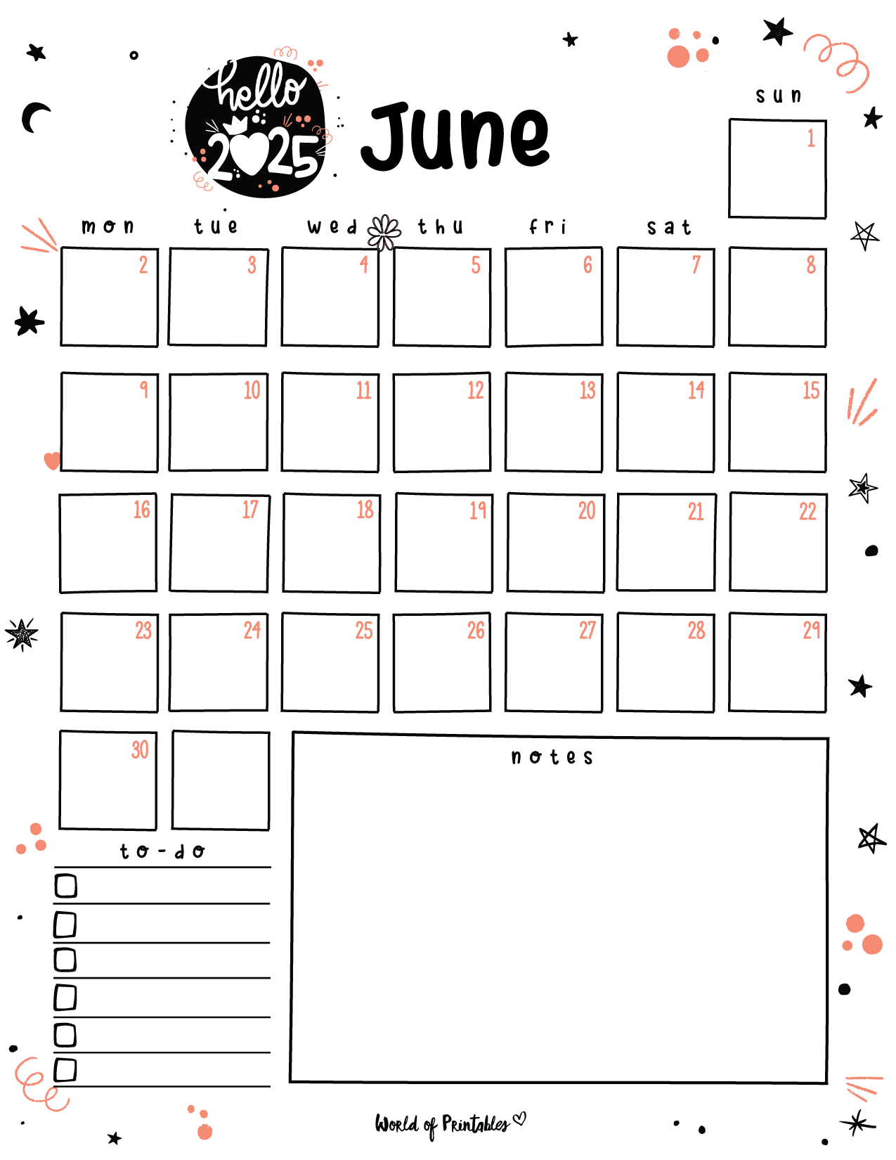 June Monthly Calendar Printable June Monthly Calendar Printable