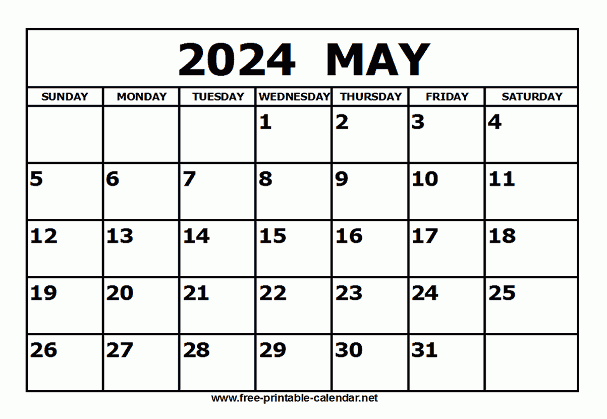 Free Printable May 2024 Calendar Free Printable May 2024 Calendar