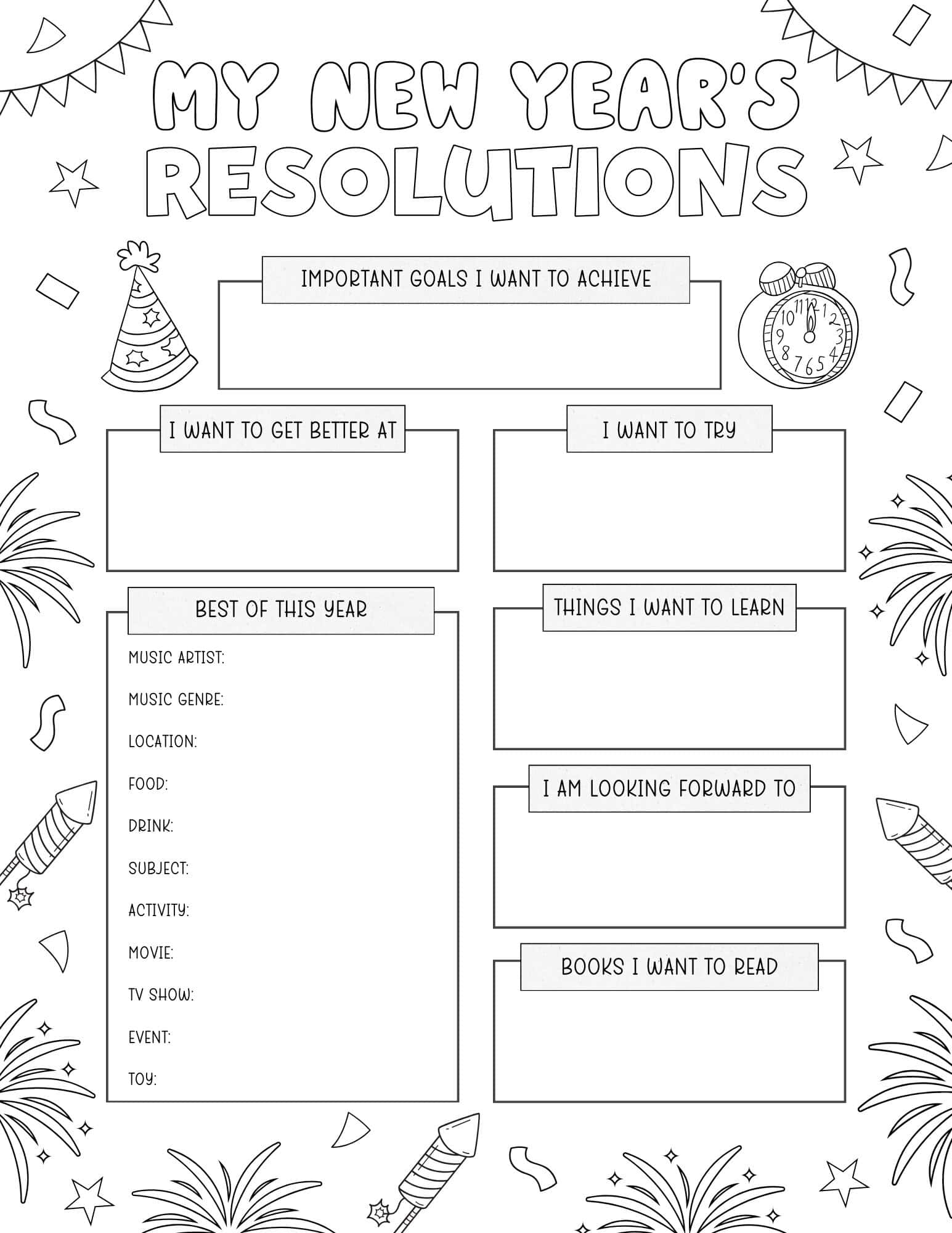 Free Printable New Year s Resolution Worksheet For Kids Create Craft Print