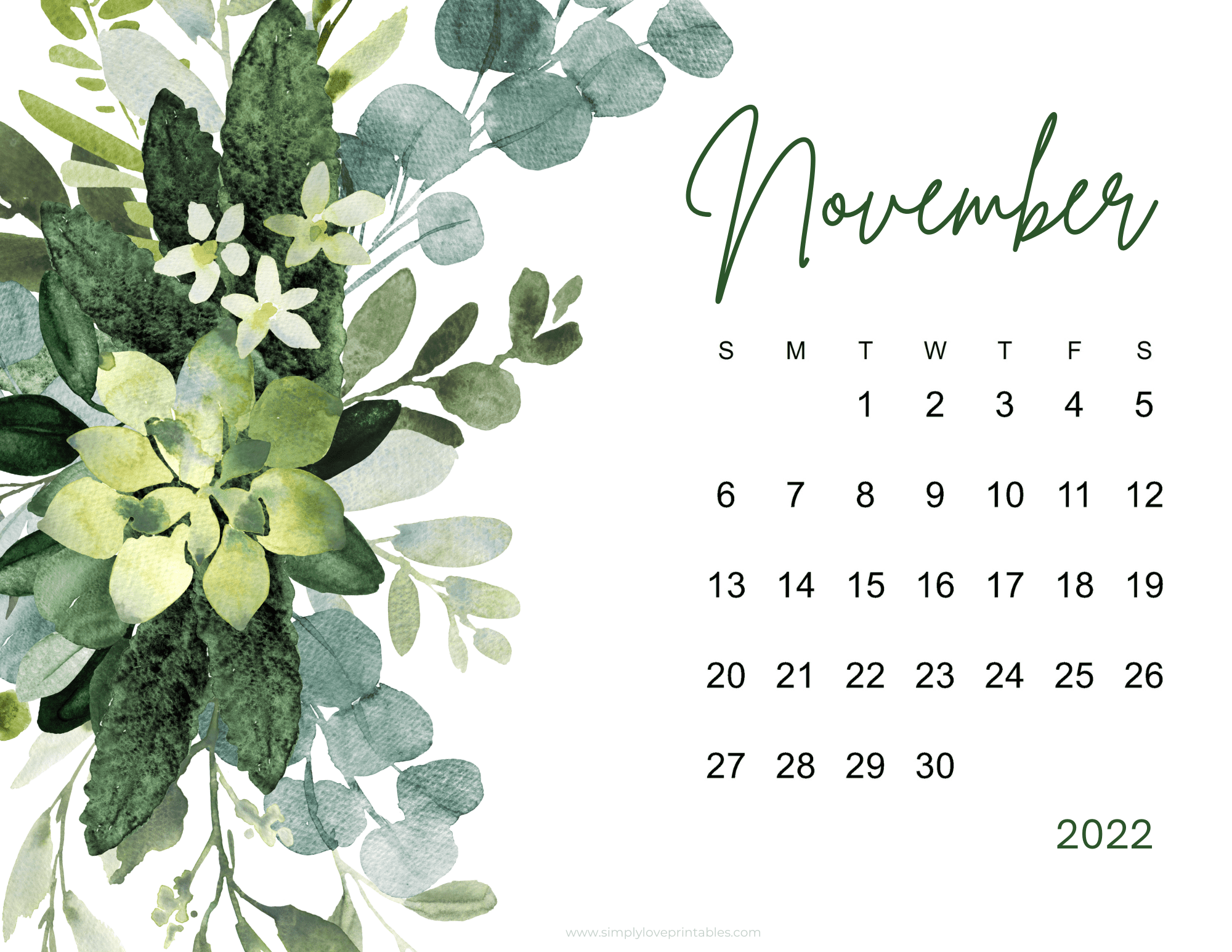 Cute Printable November Calendar