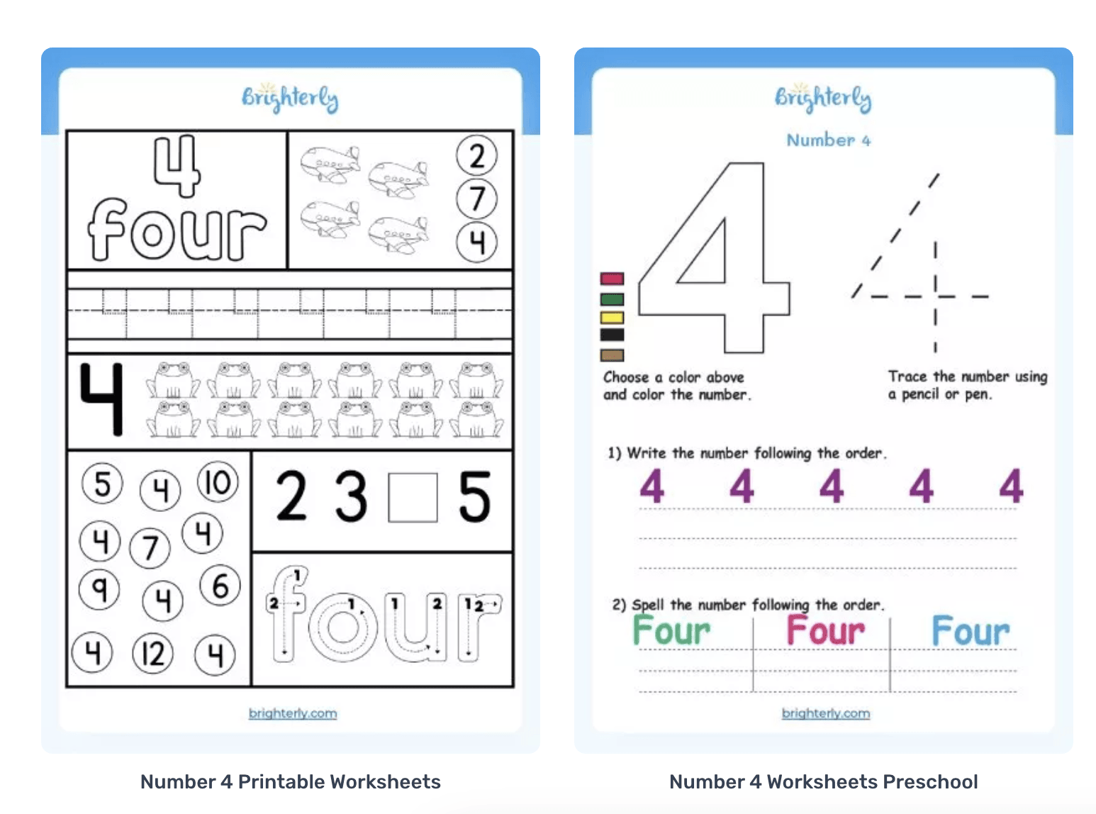 Free Printable Number 4 Four Worksheets For Kids PDFs Brighterly