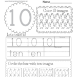 Free Printable Number Ten Worksheet