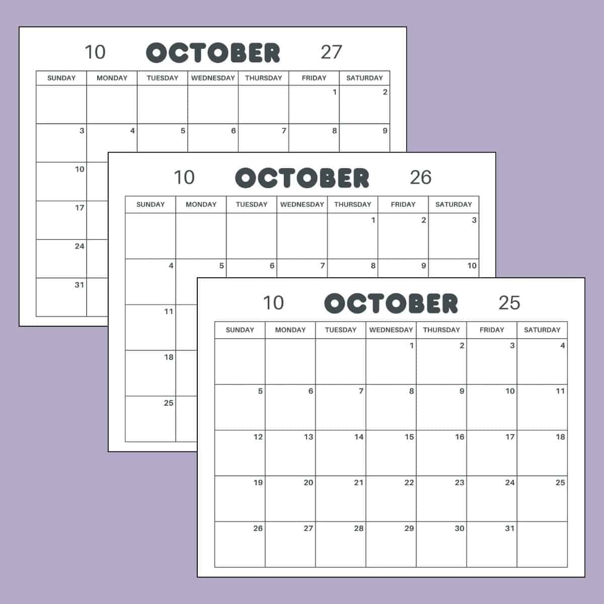 Free Printable October 2026 Calendar PDF