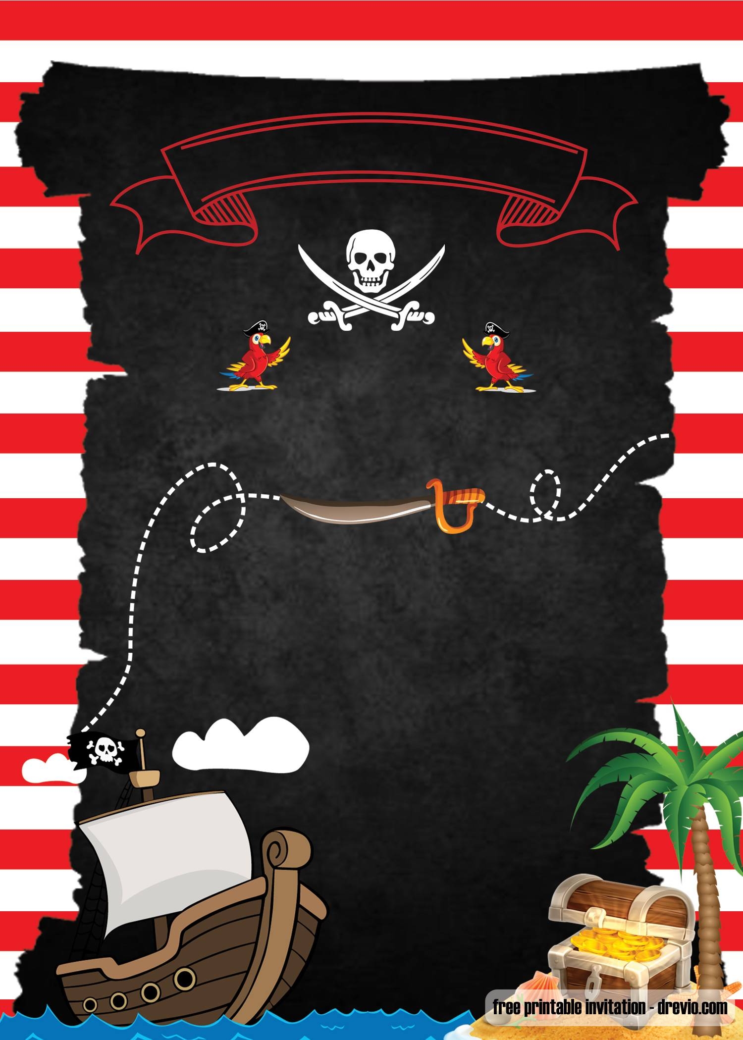 FREE Printable Pirate Party Invitations Template